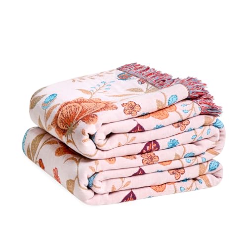 LUTBM Boho Throw Blanket for Bed Cotton Spring Blankets Twin