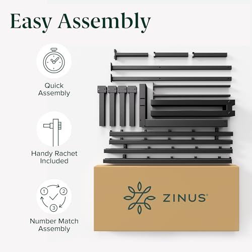 Zinus Yelena King size Bed frame - Bed 150x200 cm - 36 cm Height with Underbed storage - Metal Platform Bed frame with Steel slat support - Black 9 Zinus Yelena King size Bed frame - Bed 150x200 cm - 36 cm Height with Underbed storage - Metal Platform Bed frame with Steel slat support - Black - Image 9