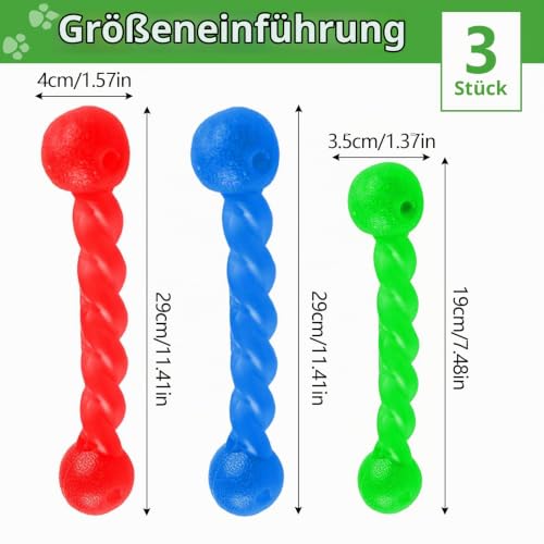 QYRDBGY Hundespielzeug Wurfstick, 3 Stück Gummi Spirale Kauknochen Strapazierfähig Wurfspielzeug Hund Dauerhaft Kauspielzeug Hund Haustier Mundpflege für Kleine, Mittelgroße und Große Hunde