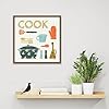 Amanti Art Framed Canvas Wall Art 16x16 Retro Kitchen III Cook by Becky Thorns, Framed Wall Art Canvas, Cuisine Artwork, Traditional Decor, Small Poster Painting for Living Room, Bedroom, Bathroom, #5
