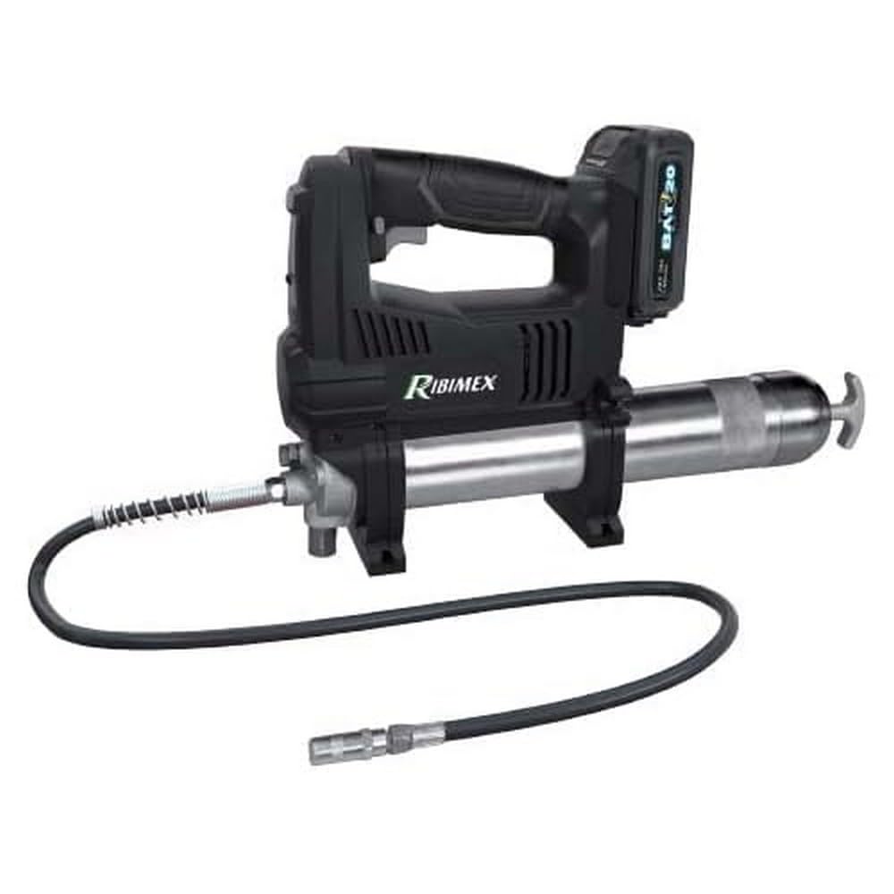 Ribimex PRBAT20/GRSB RIBIMEX-PRBAT20/GRSB-Pistola ingrassatrice-RBAT20 (Senza Batteria e Caricatore), Nero, 410ml