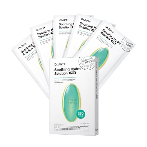 Dr.Jart+ Dermask Soothing Hydra Solution Korean Face Mask for Visibly Irritated Skin | Sheet Mask | Korean Skin Care, 5 Pack