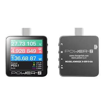 Power-Z KM003C Portable Type -C Fast Charging Tester PD3.1 QC5.0 Digital Voltmeter & Ammeter Power Bank Tester,Quick Charger Power Bank Detector Metal