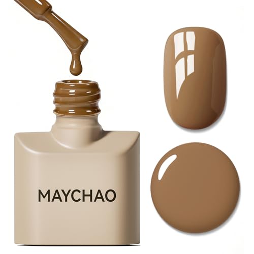 MAYCHAO Gel Nail Polish, 15ML Coffee Brown Gel Polish, Soak Off UV LED Nail Varnish Nail Art Starter Manicure Salon DIY at Home, 0.5 OZ