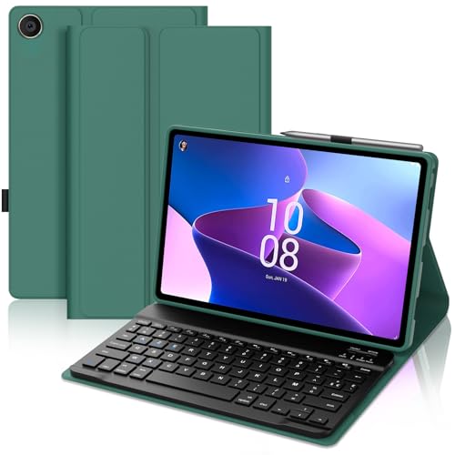 Funda con teclado Lenovo Tab M10 3ª Gen 10.1 pulgadas AZERTY francés desmontable color verde oscuro