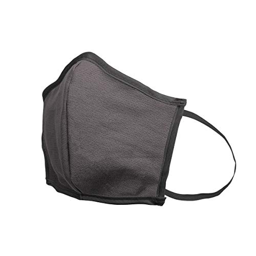 Fold Flat Canvas Cloth Reusable Washable Safety Face Mask with Elastic Strap (Stormy, 3-Pack)