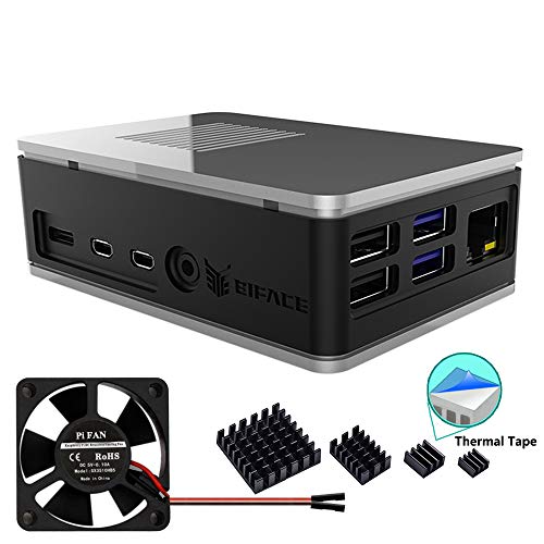 iUniker Raspberry Pi 4 Case, BIFACE Raspberry Pi 4 Fan Aluminium Case