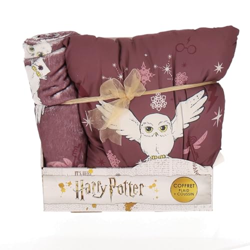 Pokemon - Coffret Plaid et Coussin Harry Potter Hedwige - Plaid Tout Doux 100x140 cm et Coussin carré 35x35 cm