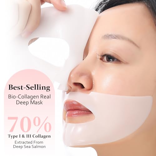 Collagen Night Wrapping Mask, Bio-Collagen Face Masks - Deep Hydrating Overnight Face Mask, Korean Skincare, Facial Treatments & Masks for Women - Firming and Moisturizing, 4-Pack