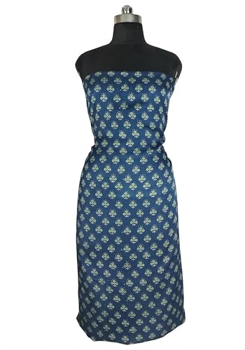 Image of Ethnics of Kutch Womens's Ajrakh Modal Silk Natural Dye Hand Block Print Unstitched Kurta Fabric