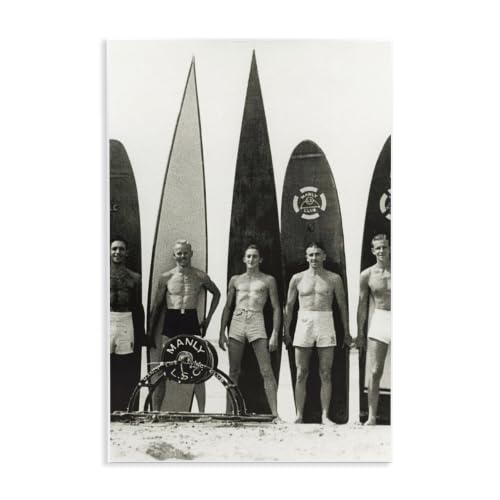 Vintage Surfer Beach Sport, 10 x 15 Inch Mounted Print on Wall Plaque