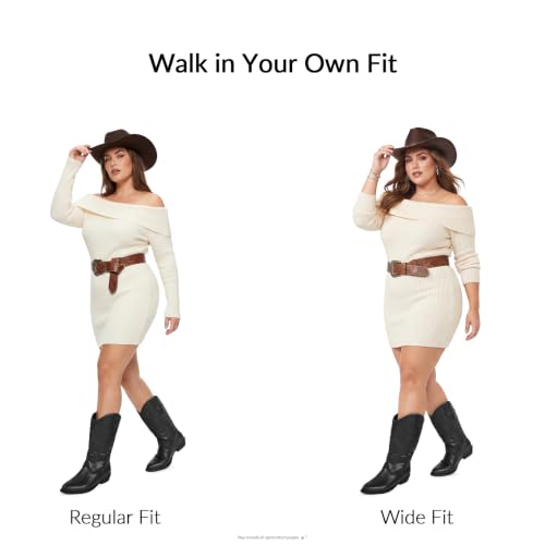 Image of mysoft Cowboy Boots for Women-Mid Calf Chunky Heel Cowgirl Boots