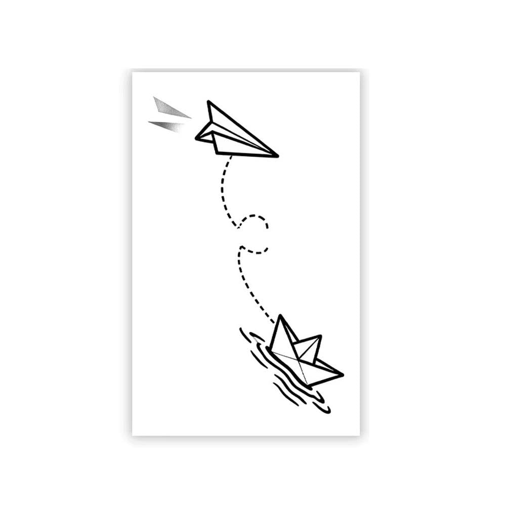 Adesivi Per Tatuaggi Temporanei In Carta Minimalista Per Aeroplano, Impermeabili A Lunga Durata Per Il Collo Del Braccio Tatuaggi Impermeabili(3 pcs)