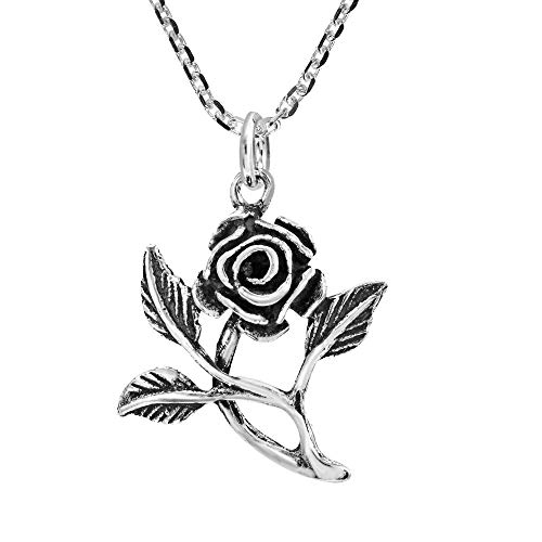 Collier avec pendentif argent sterling branche de rose enchantée pour sublimer vos tenues