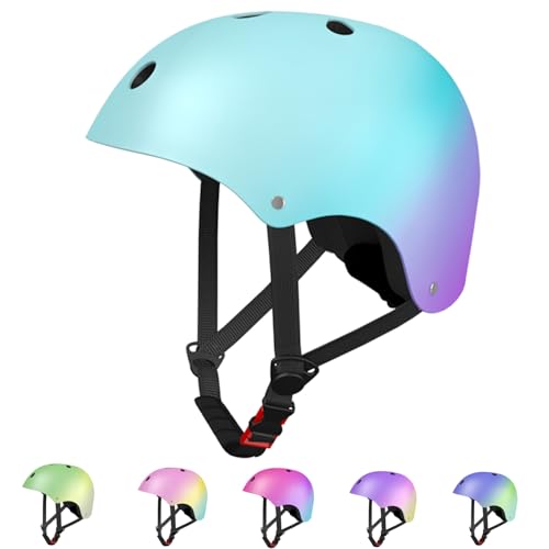LANOVAGEAR Skaterhelm Fahrradhelm, Belüftung Sicherheit leicht Skateboarding Helm für Fahrrad Skateboard Scooter Kind Erwachsene (grün+blau+lila, M) LANOVAGEAR Skaterhelm Fahrradhelm, Belüftung Sicherheit leicht Skateboarding Helm für Fahrrad Skateboard Scooter Kind Erwachsene (grün+blau+lila, M)
