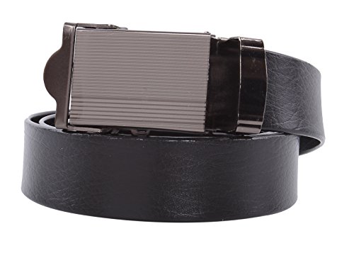 NO HOLES Men's Heavy Duty Durable Automatic Buckle PU Leather Belt2