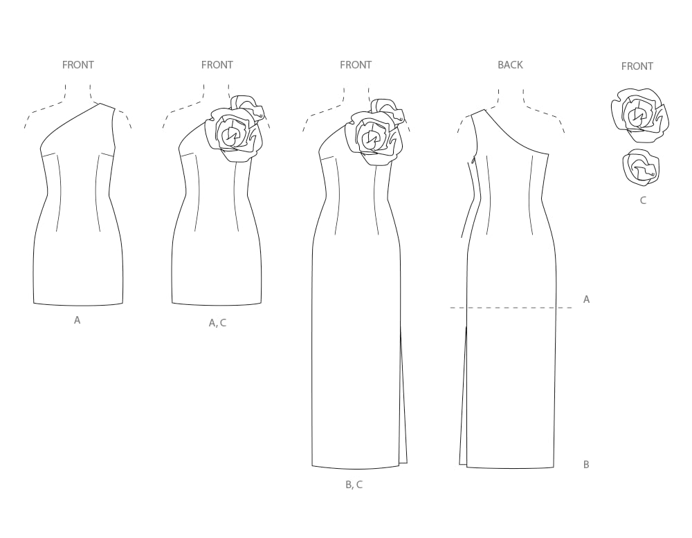 Amazon.com: Simplicity SS3099P5 Misses' Petite One Shoulder Dress Sewing  Pattern Packet, Design Code S3099, Sizes 12-14-16-18-20 : Arts, Crafts &  Sewing