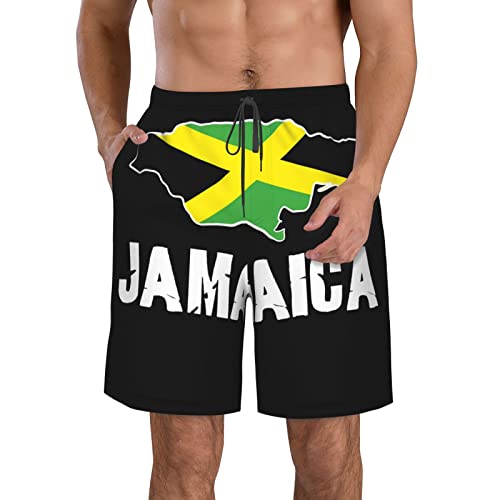 Jamaica Map Men's Swim Trunks Quick Dry Board Shorts Beach Swimsuit with Pockets Mesh Lining