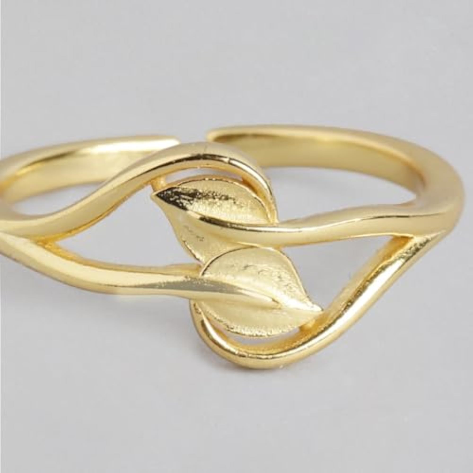 Women's 925 Sterling Silver Gold Plated Leaf Ring, Gift Idea