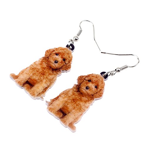 Newei Acrylic Cute Brown Curly Dog Earrings Long Dangle Drop Jewelry For Women Girls Gift Charms #TOP2
