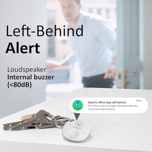 Image of AeroTag for iOS | Find My Network with Inbuilt Alert System | Anti-Theft /Anti-Lost Modes | No SIM Bluetooth Device | Tracking Device Keys, Wallet, Bag | 1 Year Battery Life - White