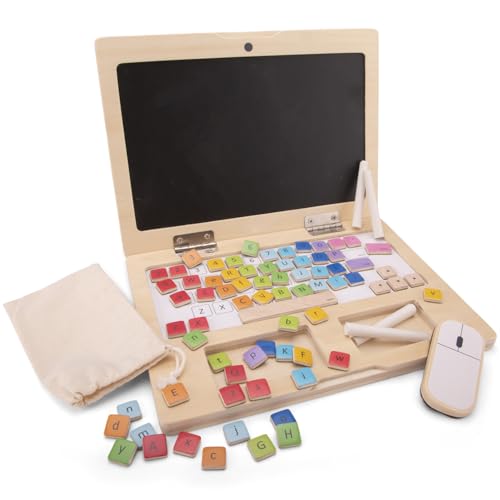 New Classic Toys 18270 Pizarra de madera Mi primer portátil