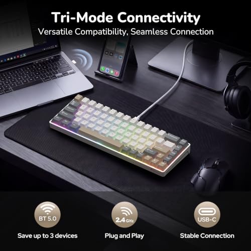 Image of RK ROYAL KLUDGE RK68 65% RGB Wireless Mechanical Keyboard for Gaming, Work | 68 Keys Compact TKL Tri-Mode BT /2.4GHz /USB-C Gaming Keyboards for Mac /Win, Hot Swappable, Custom Switch, Software Support