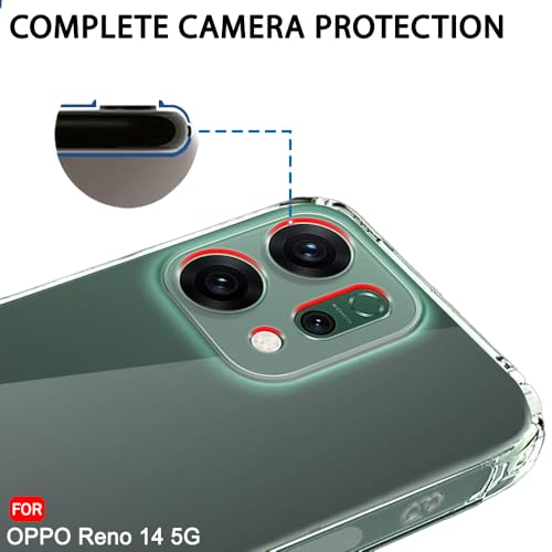 Image of TheGiftKart Back Cover Soft Case for Oppo Reno 14 5G | Best Camera Protection | Inbuilt Dust Plugs & Anti-Slip Grip | Ultra Clear Slim Case Cover for Oppo Reno 14 5G (Silicone, Transparent)