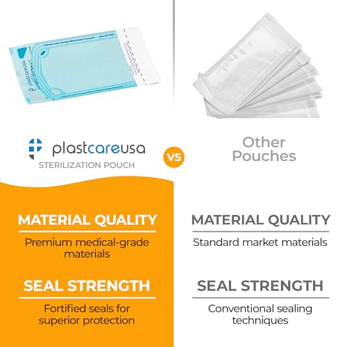 1000 3.5 X 5.25 Self Sealing Sterilization Pouches - Autoclave Sterilizer Bags Pouch for Sterilizing Dental Medical Instruments & Cleaning Tools - Latex-Free, Color Changin Indicator by PlastCare USA