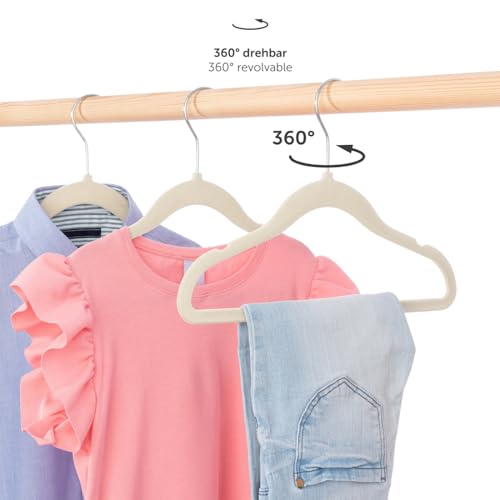 Blumtal Kinderkleiderbügel 30 Stück mit Samtbezug - 360° drehbare Kinder Kleiderbügel - platzsparend und robust - Baby Kleiderbügel… – Ansicht 3