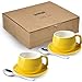 ionEgg Taza de café de porcelana con platillos y cucharas de 270 ml para café con leche Imagen de ionEgg Taza de café de porcelana con platillos y cucharas de 270 ml para café con leche