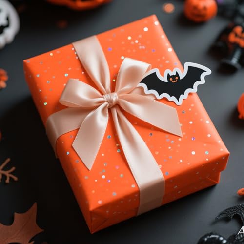 Image of Orange Glitter Tissue Paper for Gift Bags 36 Sheets 14x20 Inch - Recyclable Wrapping Paper for Halloween, Fall, Thanksgiving Party & Festival Decorations DIY Craft Supplies