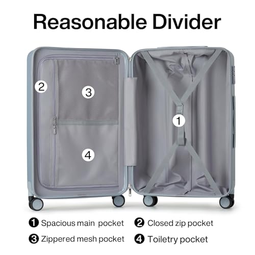 Image of Hanke Luggage Sets 3 piece Carry On Luggage with Wheels PC Hard Shell Suitcases Lightweight Checked Travel Luggage Large Travel Suitcase Woman Men 20 /24 /29 Inch(Grey)