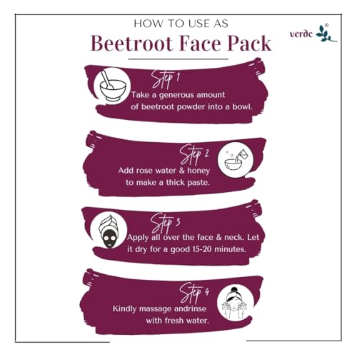 Image of 100% Pure & Natural Beetroot Powder for Face /Hair /Lips - Glowing Skin Facepack + Silky Hair - All Skin Types - (120 GM)