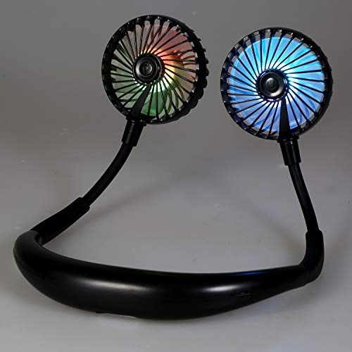 Ajcoflt Ventilador de pescoço Portátil USB Recarregável LED Design de Ventilador Ventilador Pessoal