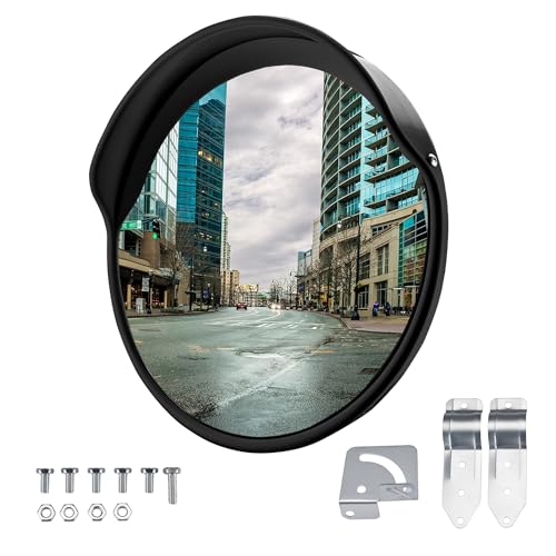 Wiltec Specchio stradale convesso 60 cm con bordo di protezione