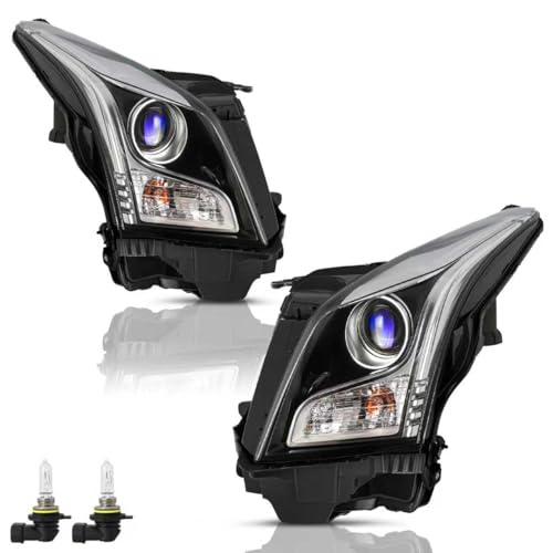 SOCKIR Projector Headlight Assembly w/Bulbs Fit for 2013-2018 Cadillac ATS OE Style Headlamp Replacement Passenger & Driver Side