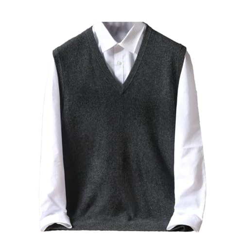 Wool Knitted Waistcoat Men's Winter V-Neck Loose Sleeveless Sweater Middle-Aged Elderly Casual Tops Thick Vest