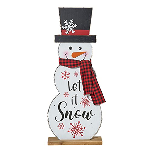 Image of Glitzhome 36 inch H Lighted Wooden Christmas Snowman Porch Decor Standing Porch Sign Merry Christmas Welcome Sign Holiday Party Outdoor Indoor Xmas Decorations