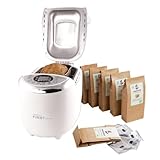 MaBAKER Pack Panificadora + 6 Mezclas preparadas para hacer pan ecológico, programas para pan, bizcocho, sin gluten,...