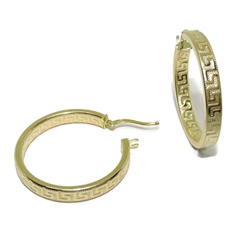 Orecchini a cerchio in oro giallo 18 k con greca