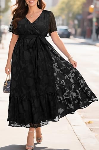 Image of Pinup Fashion Plus Size Wedding Guest Formal Cocktail A Line Long Dress