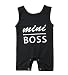 Newborn Baby Boys Sleeveless Boss Man Print Romper Black Jumpsuit Playsuit Outfits (Mini Boss, 12-18 Months)