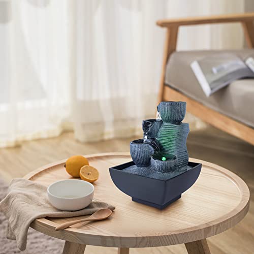 SHJADE Indoor 4-Tier Tabletop Fountain, Relaxation Desktop Waterfall with RGB LED Light for Home Office Bedroom Decoration - Thumbnail 6