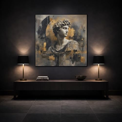 Buste abstrait or tableau moderne pour dynamiser un mur vide