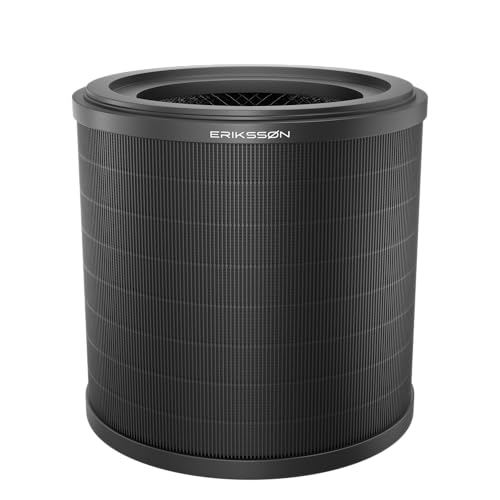 Erikssøn Luftreiniger Air Purifier Elite - Schwarz - 240 m³/h - Hilft gegen Staub, Heuschnupfen und Allergien - Hepa 14 Filter - Einstellbarer Ionisator - Extra leise im Schlafmodus (HEPA-14 Filter)