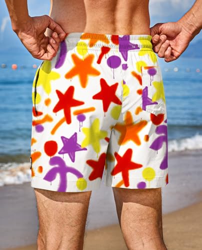 Image of Men's 5'' Swim Trunks with Compression Liner Graphic Beach Dry Fit Lightweight Bathing Shorts (S-XXL)