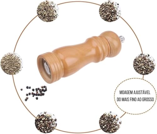 Moedor Manual Sal ou Pimenta. Fácil e prático para usar, com regulagem. Pode ser utilizado para moer