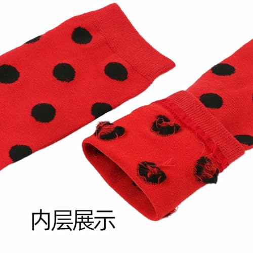 3 pairs - minimalist red and black polka dot knee socks4