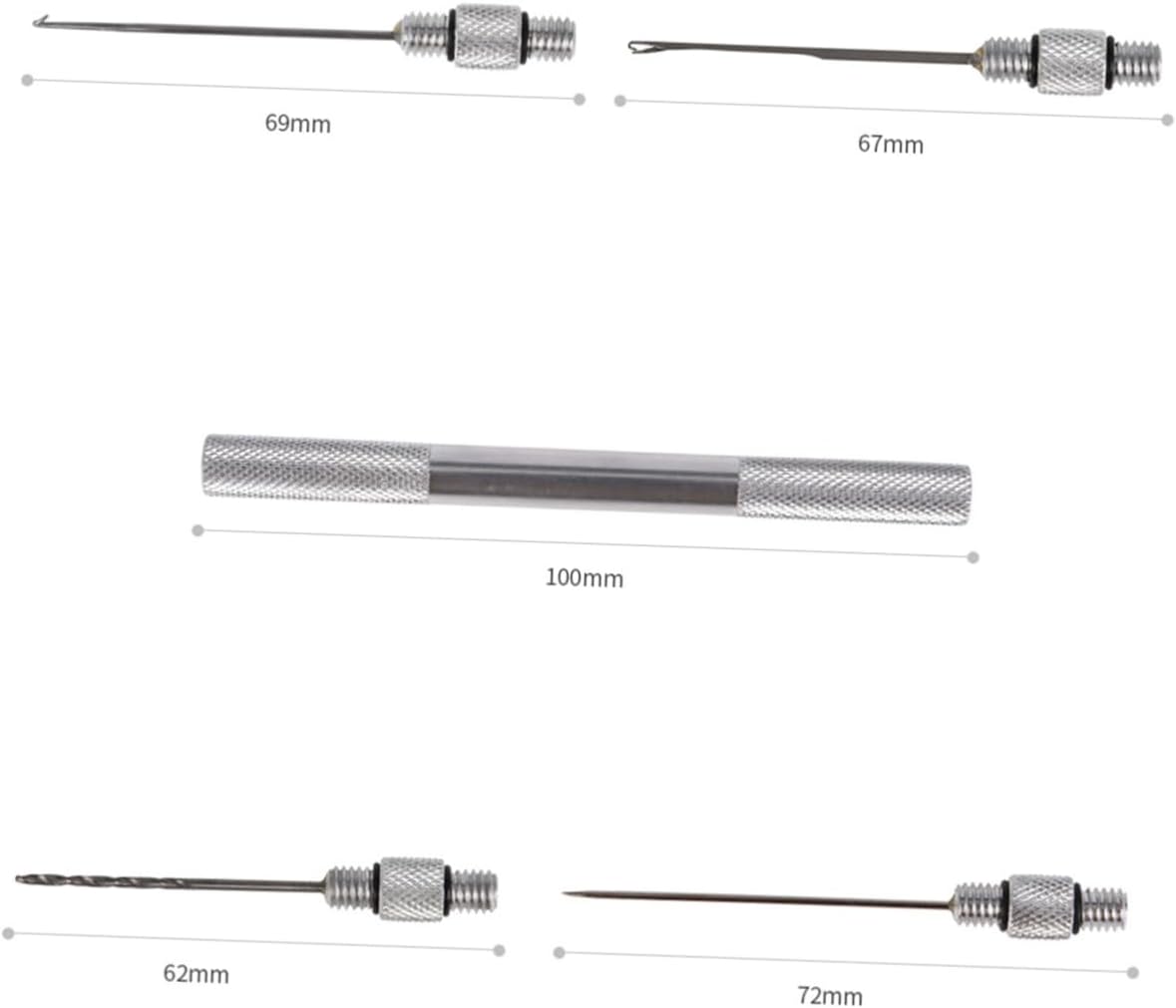 Aluminum Alloy Handle Bait Tackle Barbs Needle 10pcs Set Perfect for Fishing Lure Rigging Metal Rigging Bait Needle
